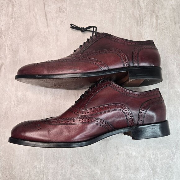 Wingtip Oxford Dress Shoes Mens Sz 10 Red Leather Preppy Lace Up Brogue Loafers - Picture 6 of 12